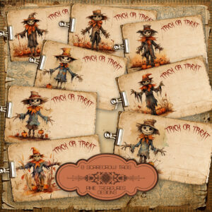 8 Halloween Scarecrow Tags