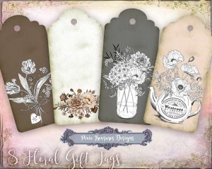 8 floral gift tags pic 1