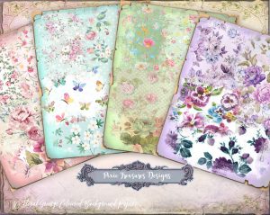 Floral Grunge Coloured Background Paper Pic 1